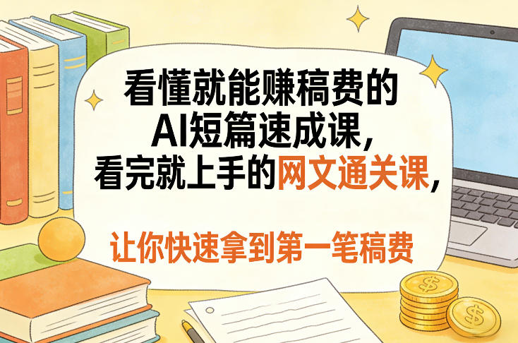 看懂就能賺稿费的AI短篇速成课,看完就上手的网文通关课,让你快速拿到第一笔稿费(更新8月)-泱泱学习社