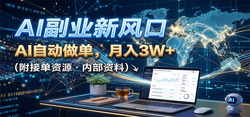 AI副业新风口，AI自动做单，月入3W+，附接单资源-泱泱学习社