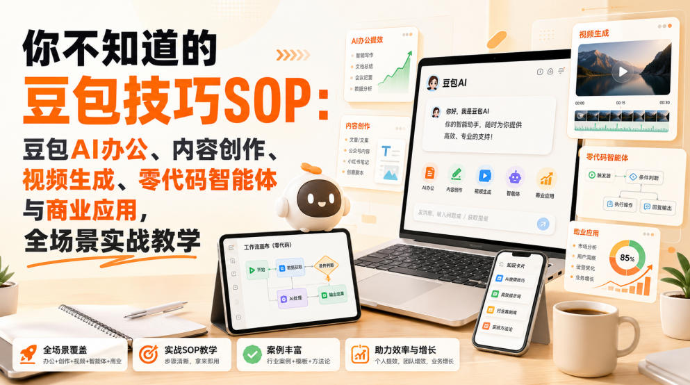 你不知道的豆包技巧SOP:豆包AI办公、内容创作、视频生成、零代码智能体与商业应用,全场景实战教学-泱泱学习社