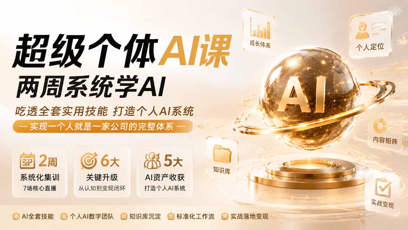 超级个体AI课 两周系统学AI;吃透全套实用技能打造个人AI系统,实现一个人就是一家公司的完整体系(更新0823-泱泱学习社