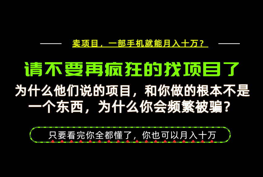 为什么做项目的人大多都是炮灰？为什么只有卖项目才能稳？看完你也可以月入10W+【揭秘】-泱泱学习社