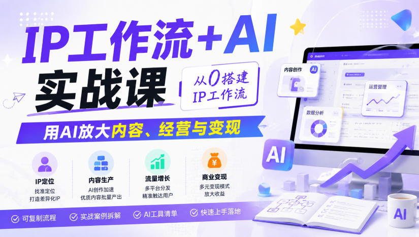 IP工作流+AI实战课，从0搭建IP工作流，用AI放大内容、经营与变现-泱泱学习社