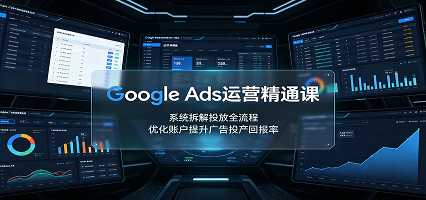 Google Ads运营精通课：系统拆解投放全流程，优化账户提升广告投产回报率-泱泱学习社
