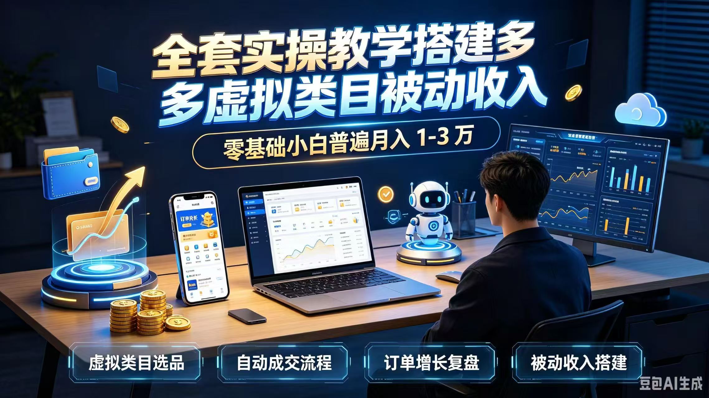 全套实操教学搭建多多虚拟类目被动收入，零基础小白普遍月入 1-3 万-泱泱学习社