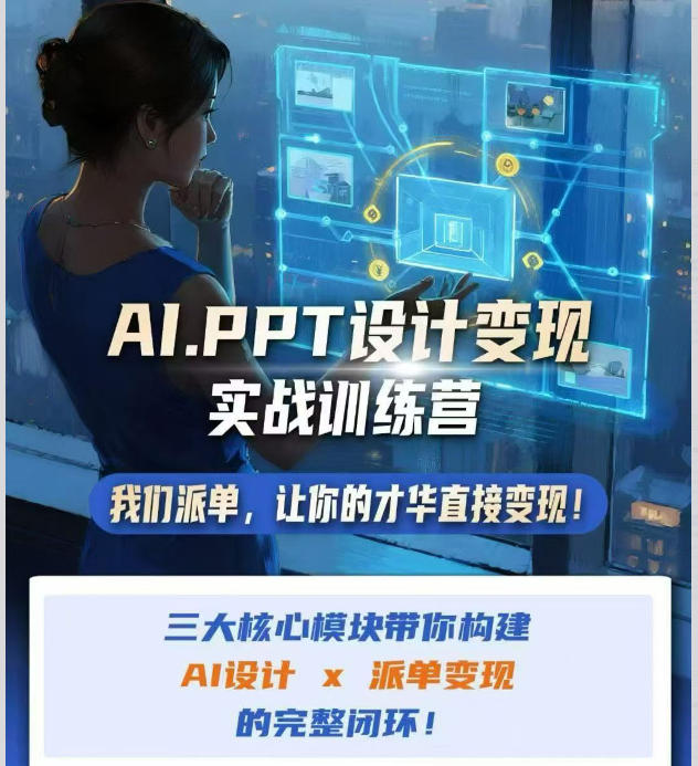 AI+PPT设计变现实战训练营,我们派单,让你的才华直接变现,三大核心模块带你构建Al设计x派单变现的完整闭环-泱泱学习社