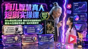 育儿智慧真人短剧实操课|80w粉丝博主亲授,跨时空对话剧情创作,脚本AI生图起号运营一站式完整教学-泱泱学习社