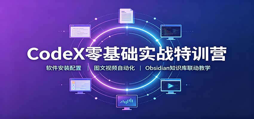 CodeX零基础实战特训营:软件安装配置,图文视频自动化,Obsidian知识库联动教学-泱泱学习社