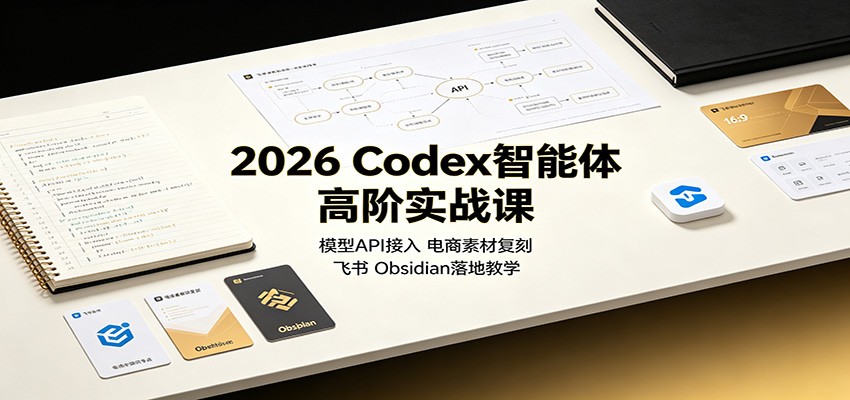 2026 Codex智能体高阶实战课:模型API接入,电商素材复刻,飞书Obsidian落地教学-泱泱学习社