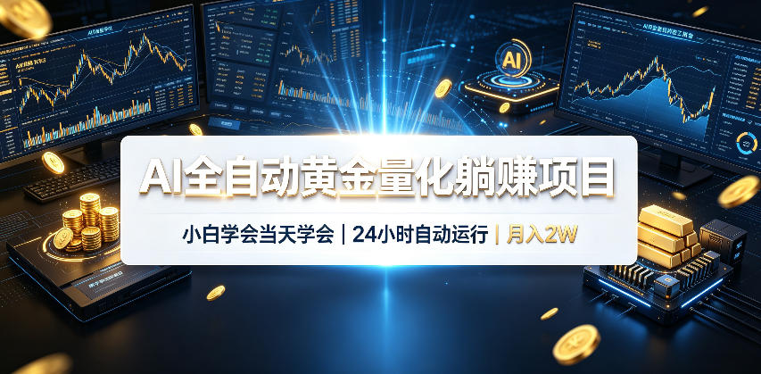 AI全自动黄金量化躺賺项目,24小时自动运行,月入2W!-泱泱学习社