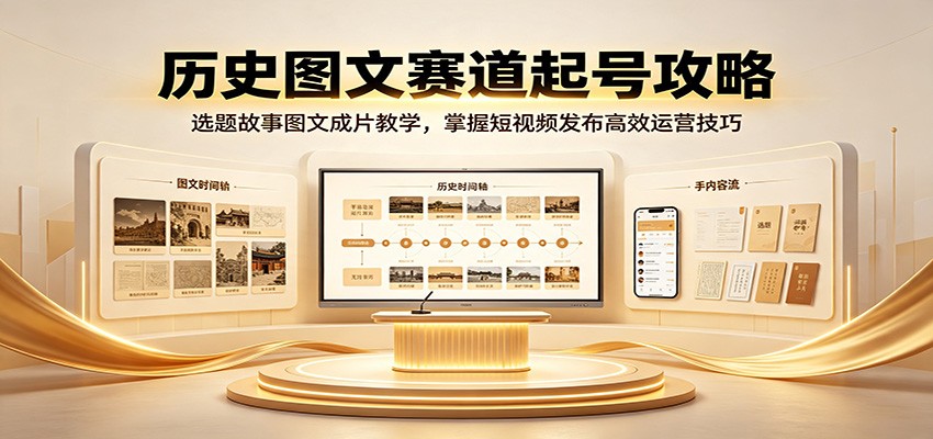 历史图文赛道起号攻略:选题故事图文成片教学,掌握短视频发布高效运营技巧-泱泱学习社