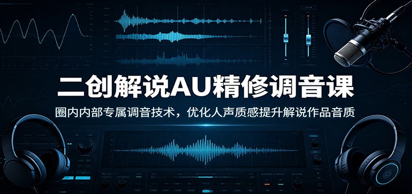 二创解说AU精修调音课：圈内内部专属调音技术，优化人声质感提升解说作品音质-泱泱学习社