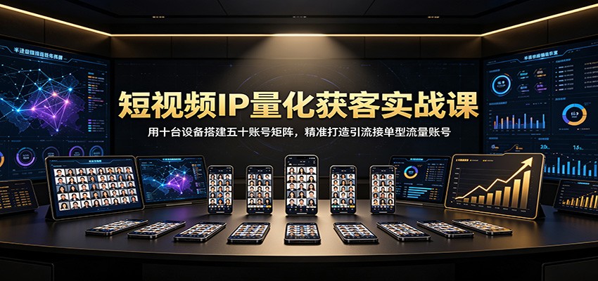 短视频IP量化获客实战课：用十台设备搭建五十账号矩阵，精准打造引流接单型流量账号-泱泱学习社