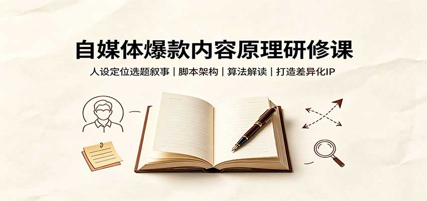 自媒体爆款内容原理研修课：人设定位选题叙事，脚本架构，算法解读打造差异化IP-泱泱学习社