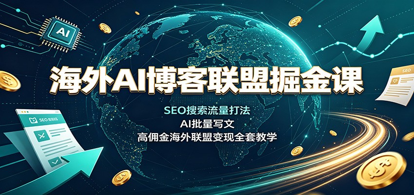 海外AI博客联盟掘金课：SEO搜索流量打法，AI批量写文，高佣金海外联盟变现全套教学-泱泱学习社