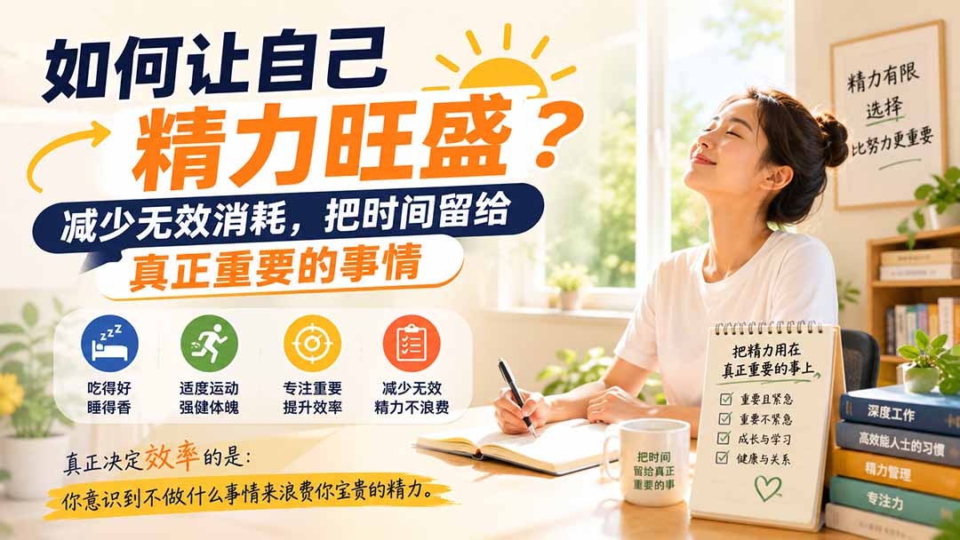付费文章:如何让自己精力旺盛?减少无效消耗,把时间留给真正重要的事情-泱泱学习社