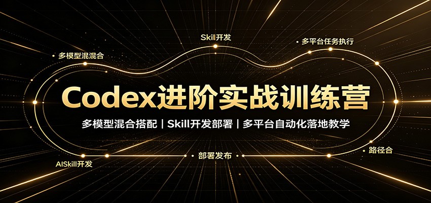 Codex进阶实战训练营:多模型混合搭配,Skill开发部署,多平台自动化落地教学-泱泱学习社