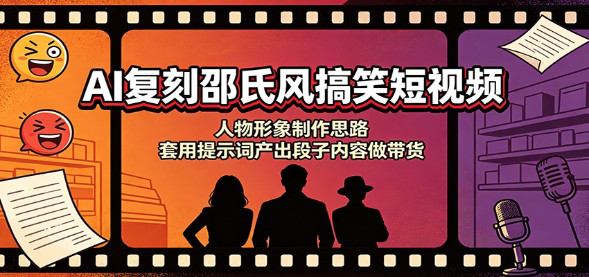 AI复刻邵氏风搞笑短视频：人物形象制作思路，套用提示词产出段子内容做带货-泱泱学习社