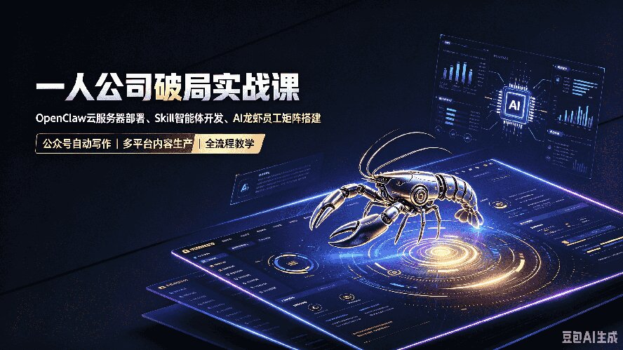 一人公司破局实战课｜OpenClaw云服务器部署、Skill智能体开发、AI龙虾员工矩阵搭建，公众号自动写作与多平台内容…-泱泱学习社