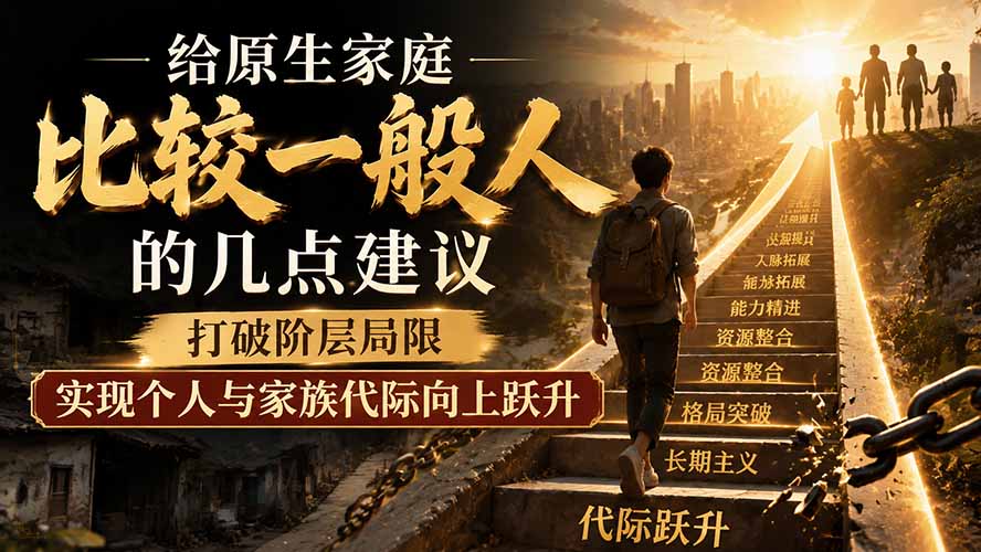 付费文章：给原生家庭比较一般人的几点建议，打破阶层局限，实现个人与家族代际向上跃升-泱泱学习社
