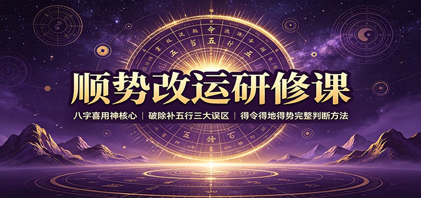 顺势改运研修课：八字喜用神核心，破除补五行三大误区，得令得地得势完整判断方法-泱泱学习社