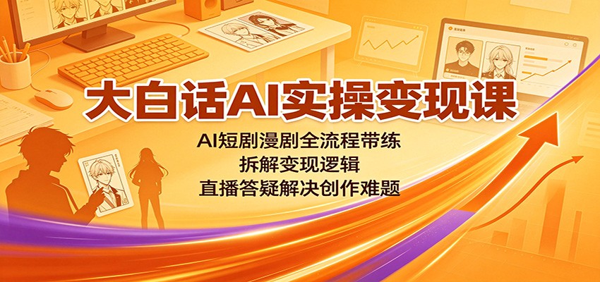 大白话AI实操变现课:AI短剧漫剧全流程带练,拆解变现逻辑,直播答疑解决创作难题-泱泱学习社