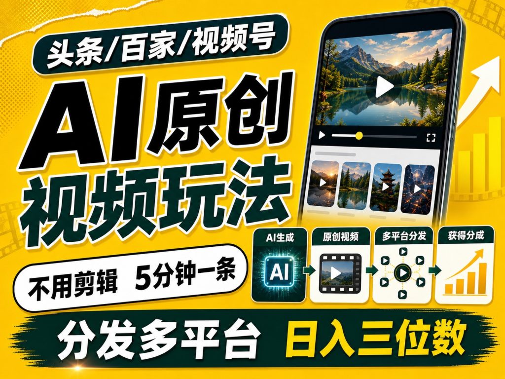 2026头条百家号升级玩法 5分钟一条原创视频 发多平台赚收-泱泱学习社