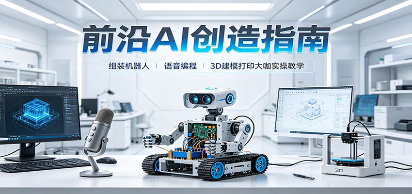 前沿AI创造指南:组装机器人、语音编程、3D建模打印大咖实操教学-泱泱学习社