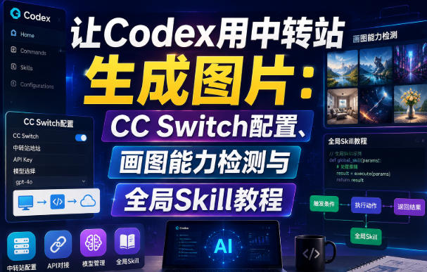 让Codex用中转站生成图片:CC Switch配置、画图能力检测与全局Skill教程-泱泱学习社