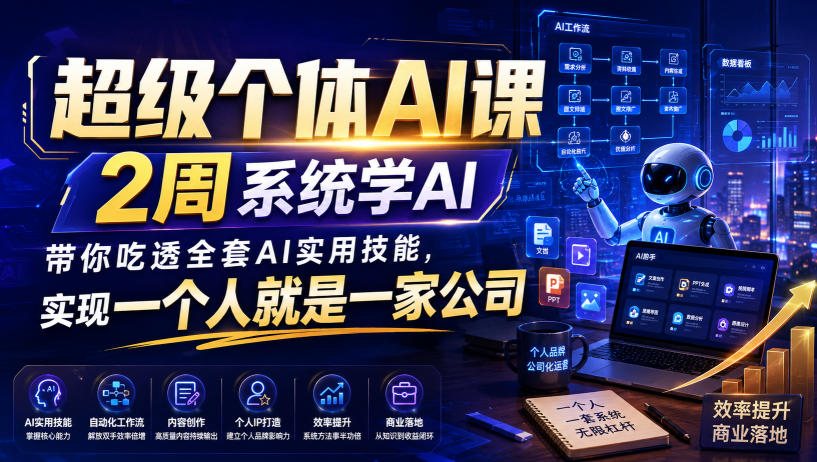 超级个体AI课，2周系统学AI，带你吃透全套AI实用技能，实现一个人就是一家公司(更新0818)-泱泱学习社