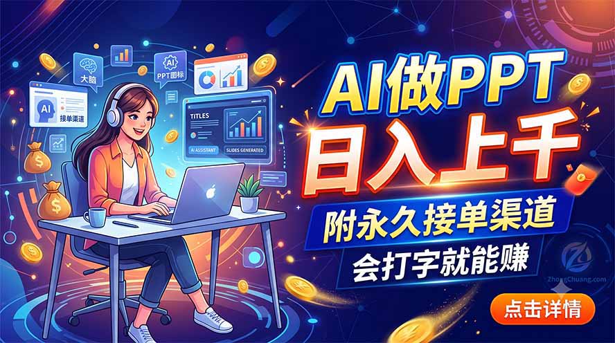 AI做PPT日入上千,附永久接单渠道,会打字就能赚-泱泱学习社