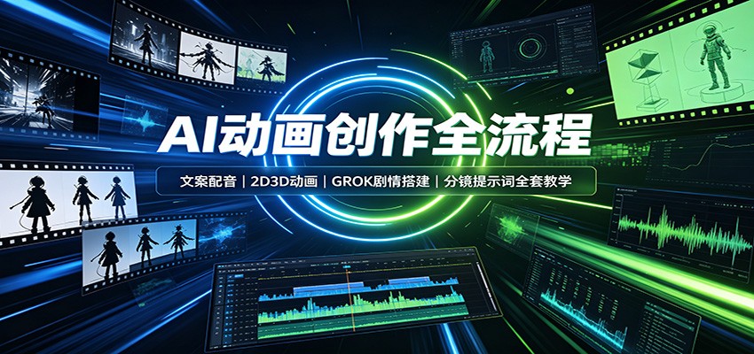 AI动画创作全流程：文案配音，2D3D动画，GROK剧情搭建，分镜提示词全套教学-泱泱学习社