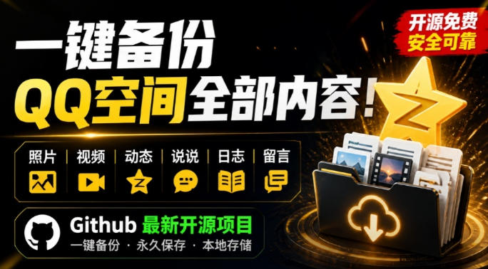 一键将你QQ空间全部内容备份下来!照片/视频/动态信息全存本地,Github最新开源项目QzoneArchive-泱泱学习社