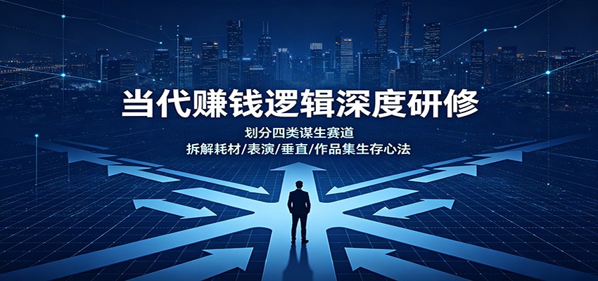当代赚钱逻辑深度研修：划分四类谋生赛道，拆解耗材/表演/垂直/作品集生存心法-泱泱学习社