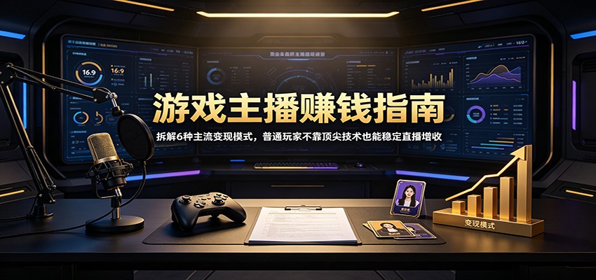 游戏主播赚钱指南：拆解6种主流变现模式，普通玩家不靠顶尖技术也能稳定直播增收-泱泱学习社