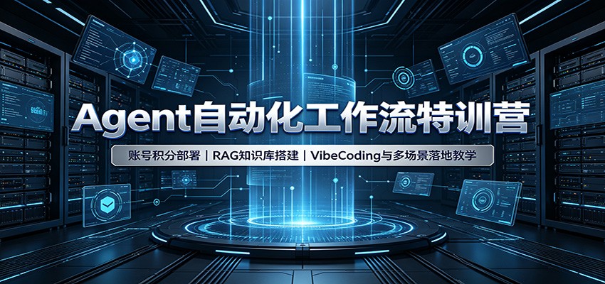 Agent自动化工作流特训营:账号积分部署,RAG知识库搭建,VibeCoding与多场景落地教学-泱泱学习社
