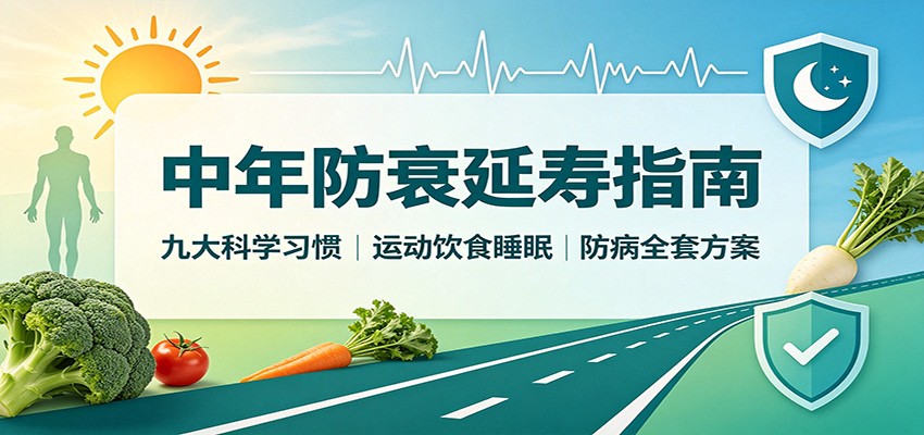 中年防衰延寿指南：九大科学习惯，运动饮食睡眠防病全套方案-泱泱学习社