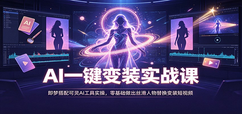 AI一键变装实战课：即梦搭配可灵AI工具实操，零基础做出丝滑人物替换变装短视频-泱泱学习社