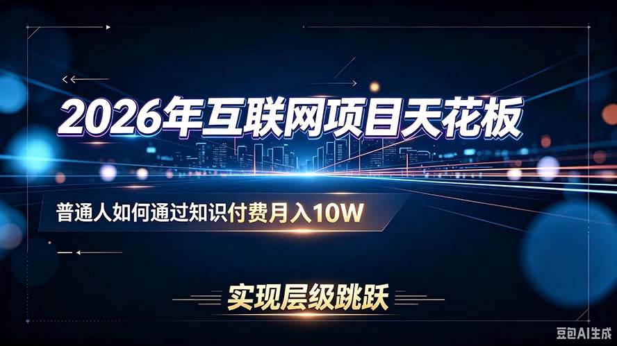 2026年互联网项目天花板:普通人如何通过知识付费月入10W,实现层级跳跃-泱泱学习社