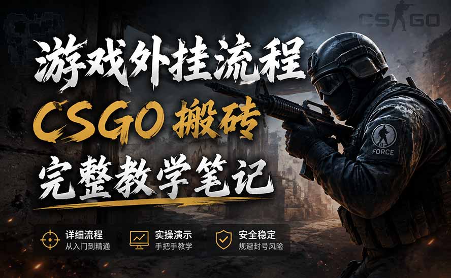游戏挂机全流程笔记分享,CSGO游戏搬砖,小白看了当天学会见收益-泱泱学习社