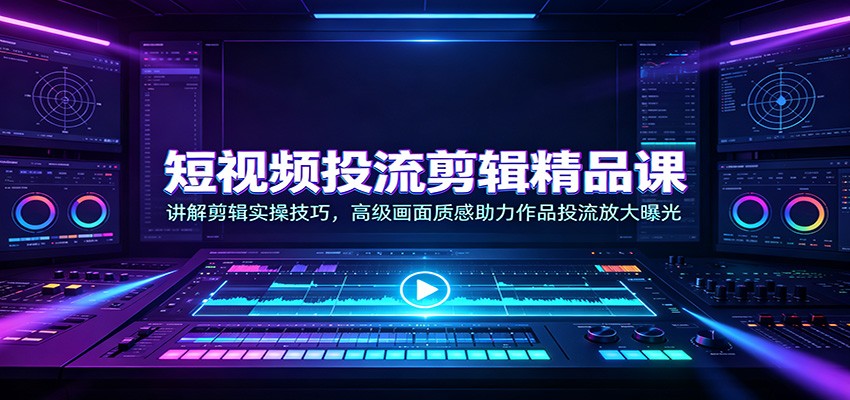 短视频投流剪辑精品课:讲解剪辑实操技巧,高级画面质感助力作品投流放大曝光-泱泱学习社