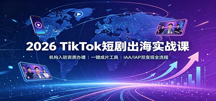 2026 TikTok短剧出海实战课：机构入驻资质办理，一键成片工具，IAA/IAP双变现全流程-泱泱学习社