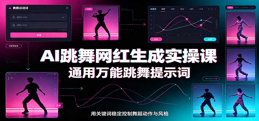 AI跳舞网红生成实操课:通用万能跳舞提示词,多模型适配,人物舞蹈视频制作全套教学-泱泱学习社
