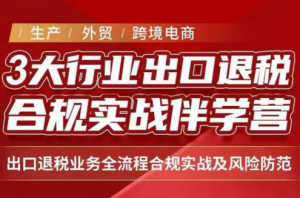 王老师·《生产+外贸+跨境电商企业》出口退税陪跑营-泱泱学习社