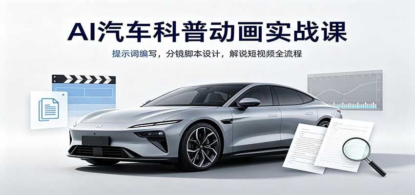 AI汽车科普动画实战课:提示词编写,分镜脚本设计,解说短视频全流程-泱泱学习社