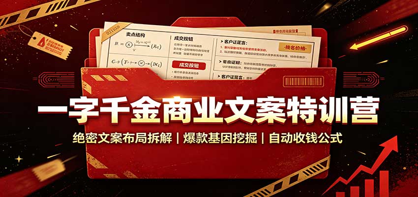 一字千金商业文案特训营:绝密文案布局拆解,爆款基因挖掘,自动收钱公式-泱泱学习社
