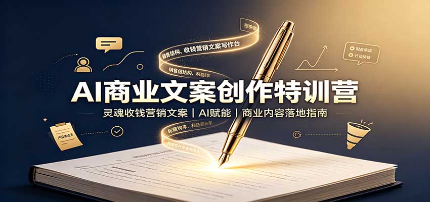 AI商业文案创作特训营:灵魂收钱营销文案,AI赋能,商业内容落地指南-泱泱学习社