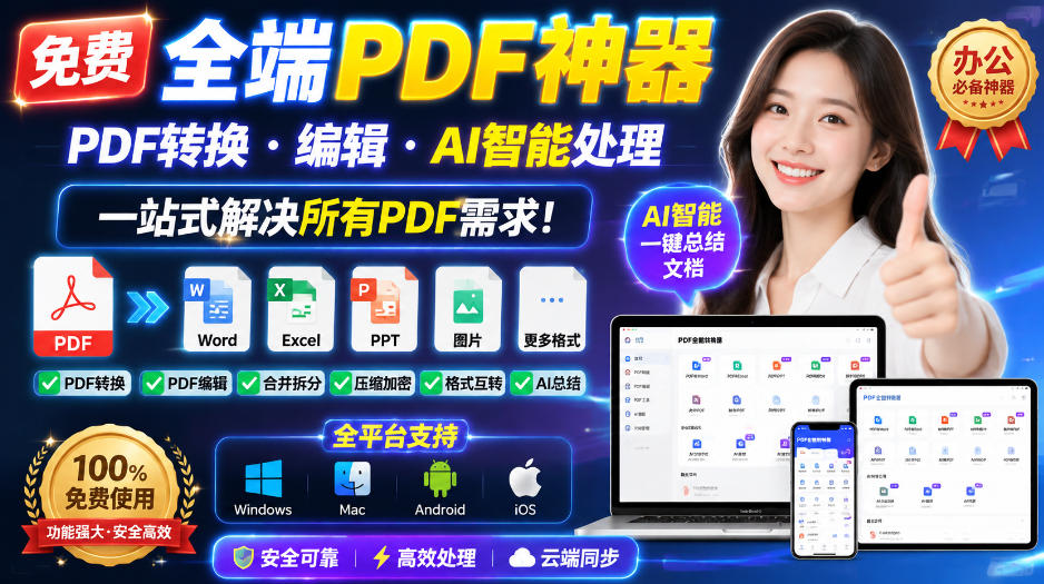 免费全端PDF神器，PDF转换·编辑·AI智能处理，一站式解决所有PDF需求!-泱泱学习社