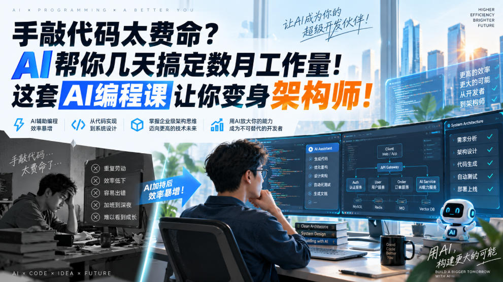 手敲代码太费命？AI帮你几天搞定数月工作量！这套AI编程课让你变身架构师！【原创双语字幕】-泱泱学习社