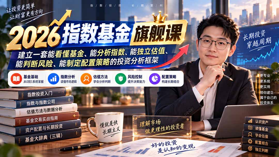 2026指数基金旗舰课｜建立一套能看懂基金、能分析指数、能独立估值、能判断风险、能制定配置策略的投资分析框架-泱泱学习社