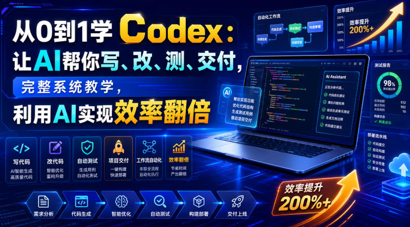 从0到1学Codex:让AI帮你写、改、测、交付,完整系统教学,利用AI实现效率翻倍(更新0918)-泱泱学习社
